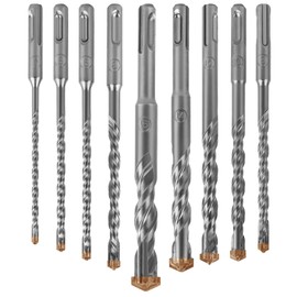 TOSAVGA SDS Plus Drill Bit, 9 Pieces Professional Concrete Drill Bit Hammer Drill Bit with 4 Cutting Edges, 5/6/6/8/8/10/12/14/16 x 160 mm Masonry Drill, Drill Bits for Concrete, Stone, Wood, Brick, Ceramic Tiles