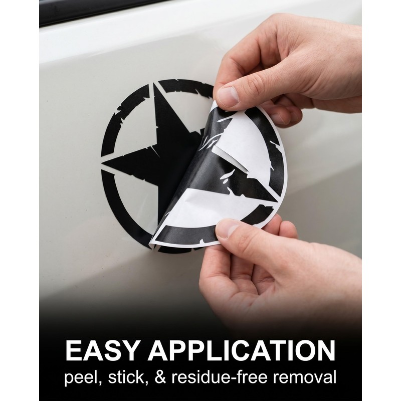 YIPFEN Star Car Stickers, Set of 2, Black, 15 cm,
