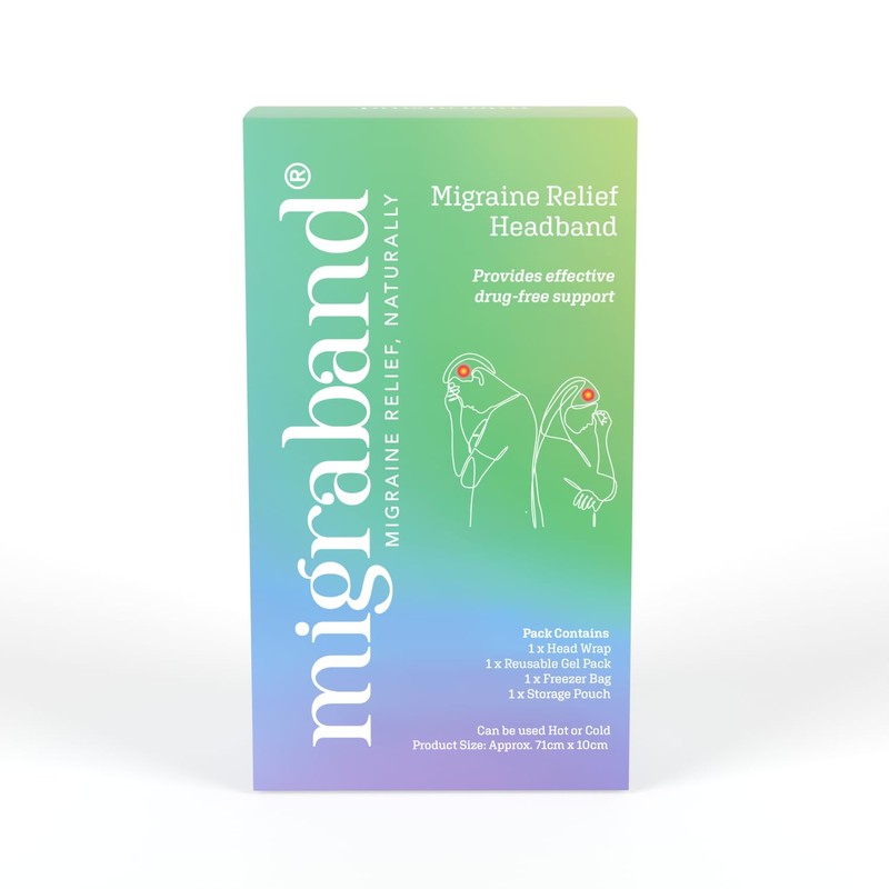 Migraband Migraine Relief Compression Headband with Hot/Cold Gel Pack