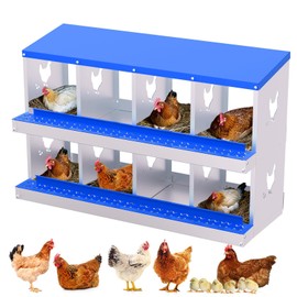 Garvee Chicken Nesting Box with Removable Tray, 8 Compartment Nesting Boxes for Chickens, Easy to Clean and Install, Chicken Laying Boxes for Chicken Coop to Protect Eggs, Blue
