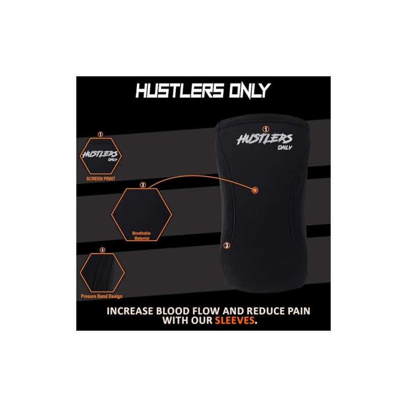 Hustlers Only Elbow Sleeves Weightlifting 5mm Neoprene Compression Elbow Support