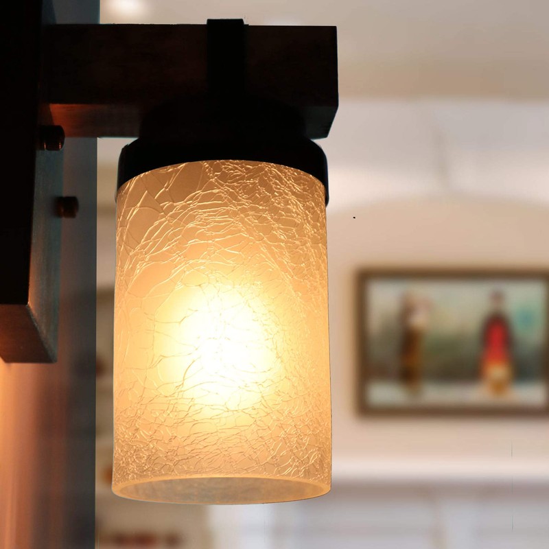 Eumyviv Frosted Glass Lamp Shade with Crackle Finish, 2 Pack