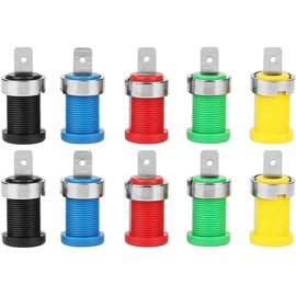 Banana Sockets 4 mm, 4 mm Banana Sockets Panel Mounting Sockets Mixed Colours Panel Mount, Banana Sockets Panel Mounting Sockets Adapter Safety Socket for Panel Installation Pack of 10