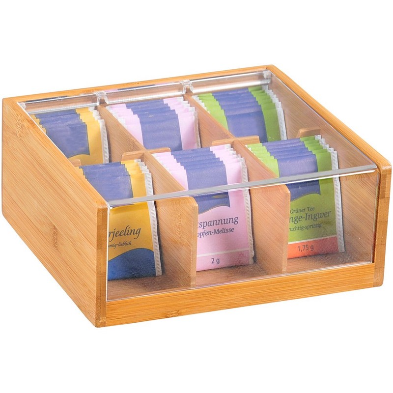 Kesper Teebox, Holz, braun, 22 x 21 x 9.5 cm