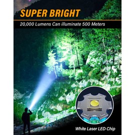 Akdomart Taschenlampe LED, 500000 Lumen Taschenlampe Batteriebetrieben USB Aufladbar, XHM 70.2 LED Flashlight Extrem Hell, IP67 Wasserdicht 5 Lichtmodi AK-01 Taschenlampen (Schwarz)