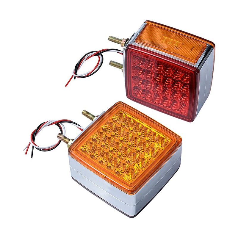 (8PCs) 51-LED Square 4" Dual Face Pedestal Fender Turn Signal