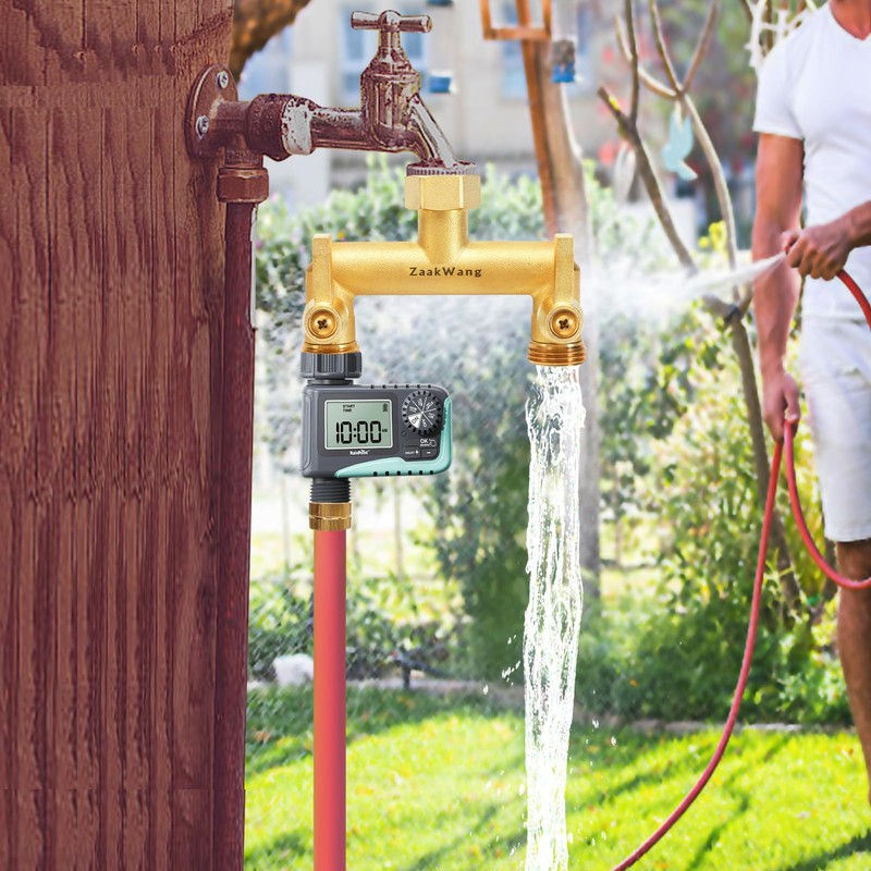 Hose Splitter 2 Way, Heavy Duty Brass Garden Hose Splitter,