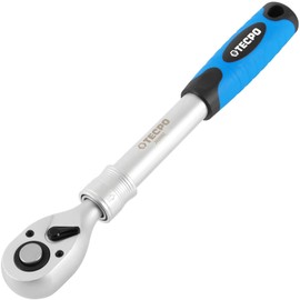 TECPO Extendable reversible ratchet 1/2 inch, 290-420 mm, telescopic ratchet with 6-stage lock, 72 teeth, quick release function, non-slip 2K handle, high torque, ratchet made of chrome vanadium steel