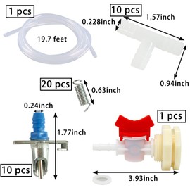 ANPTGHT Automatic Rabbit Watering System Kit, Rodent Poultry Watering System Bucket Connector Include 10 Nipple Drinker Feeders,ID 5/16'' Hose,Barb Valve Fitting to G 1/2'' Thread Connector