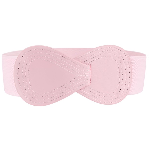 Allegra K Plus Size Interlock Buckle 8-shaped Faux Leather Elastic