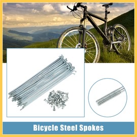 REPAIROCK 36pcs 14G J Bend Bicycle Steel Spokes 137mm 5.39" Cycle Spokes with Brass Nipples Steel Spokes for Mountain Bike MTB Auto Replacement Parts