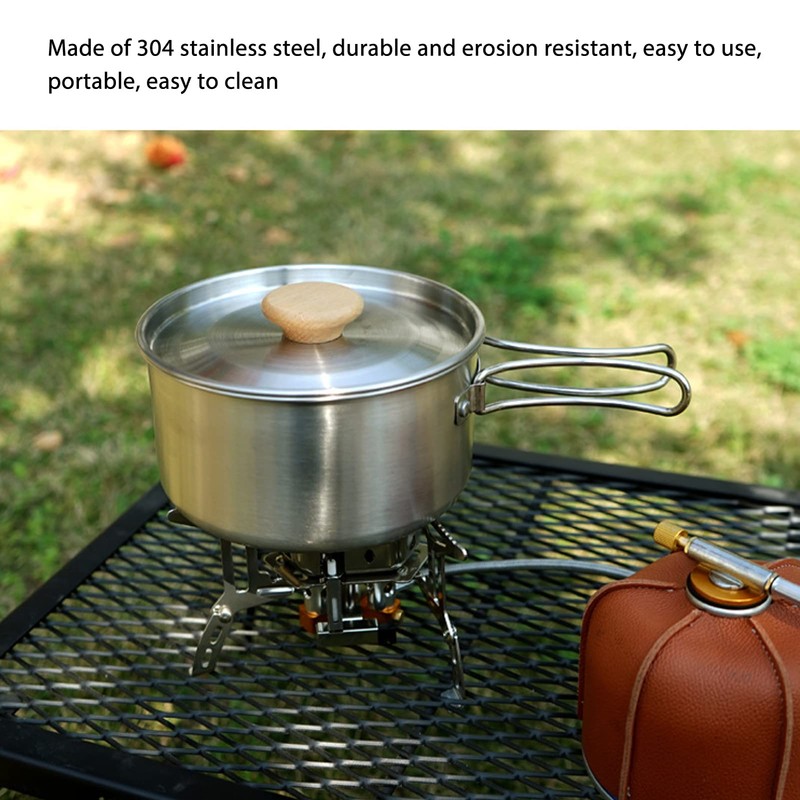 Cooking Pot and Pan Set, 304 Stainless Steel Portable Camping
