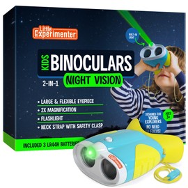 Night Vision Binoculars for Kids & Toddlers, Birthday Gift Ideas, Outdoor Exploration Toys, Binocular + Flash Light & Face Comfort Rubber, Educational STEM Gifts for Boys & Girls Ages 3 4 5 6 Year Old