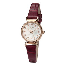 Limit Ladies 23m Classic Rose Gold Case Mother of Pearl Dial Croco Textured Red PU Strap Watch 60043