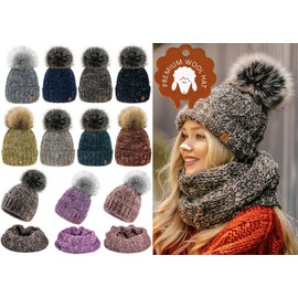 4sold Womens Ladies Chunky Soft Cable Knit Handmade Hat Natural Alpaca Wool Inside Cosy Fleece Liner Faux Fur Pom Pom (Mustard)