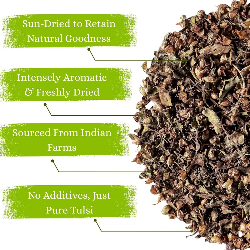 Basic Ayurveda Holy Basil (Tulsi) Leaves | 1.06 Oz (30g)