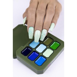 ONE SHOT - BUTTER GEL COLLECTION, Solid nail gel, Cream gel set for nail designs, 9 different shades of 2.5 gr each. (MUSCARI, 9 SHADES 0.9 OZ EACH)
