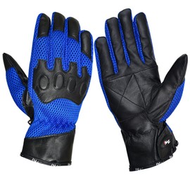 NORMAN Blue Summer Motorcycle Motorbike leather Vented gloves (XL)