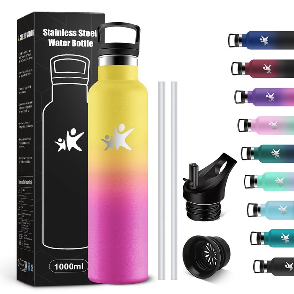 KollyKolla Thermos Flask, 1 Litre, Suitable for Carbonated Drinks, Stainless