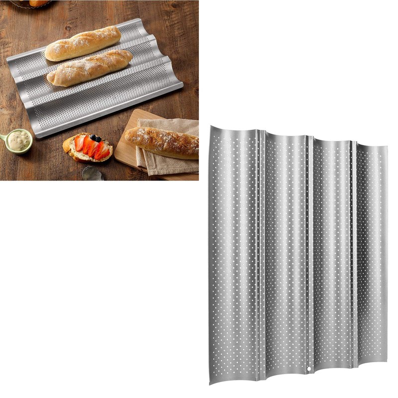 Baking Pan, Stainless Steel Baguette Pan, for Bread Loaves Baking(Four