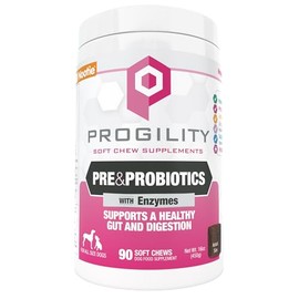 Nootie Progility Pre & Probiotic Supplement, Digestive Aid Supplement for Dogs, 90 Soft Chews per Container