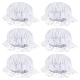 6 Pcs White Mob Cap Costume Pioneer Bonnet Women's Colonial Bonnet Lace Frilly Grandma Night Hat Accessories(6 Pcs White)