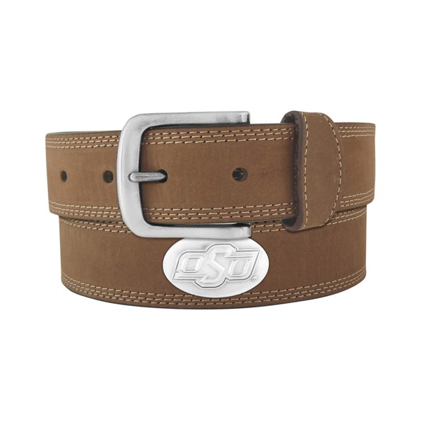 NCAA Oklahoma State Cowboys Light Crazyhorse Leather Concho Belt, Light Brown, 36-Inch