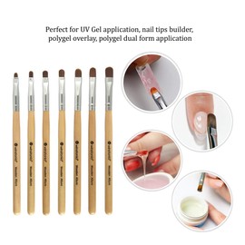 Winstonia 7pcs Gel Nail Brush Set for Nail Tips Builder & Overlay, Sculpting, Poly Gel, and Extensions. Oval Size Brushes Manicure Painting Pen - WOODEN ALLURE