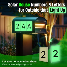 House Numbers for Outside Light Up Solar - Solar House Numbers for Outside on Mailbox or Sign - Glow In The Dark Lighted Number 2 - Illuminated for Easy Address Discovery
