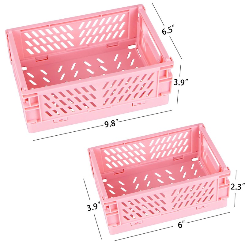 Tixill 2-Pack Mini Foldable Plastic Baskets for Organizing and Storage,