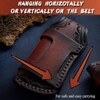 Omesio Pocket Knife Sheath, 4.53" Folding Leather Case, Horizontal Belt
