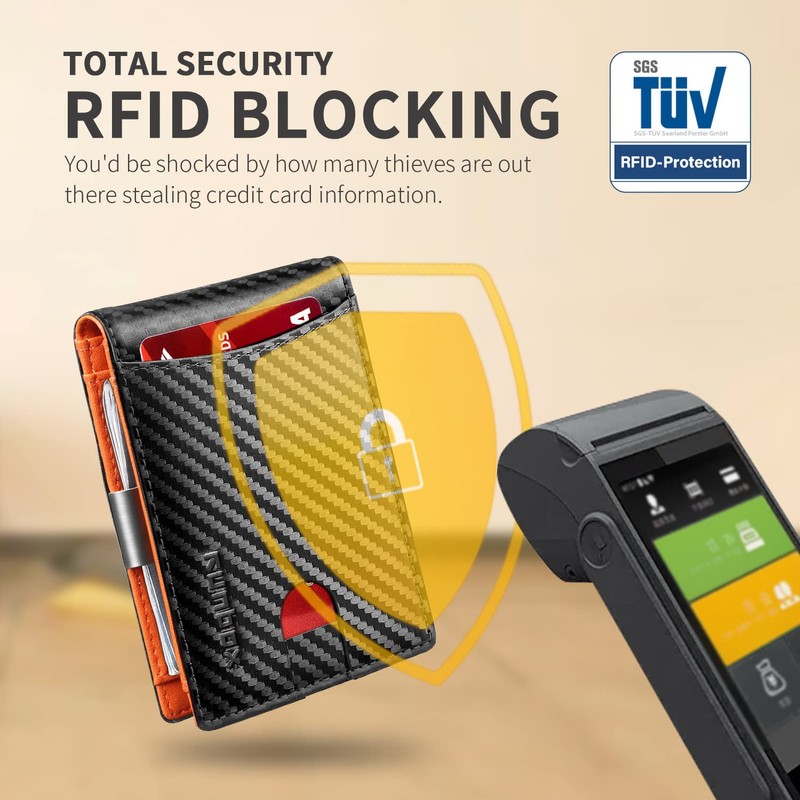 RUNBOX Mens Slim Wallet Larger Capacity with 12 Slots RFID