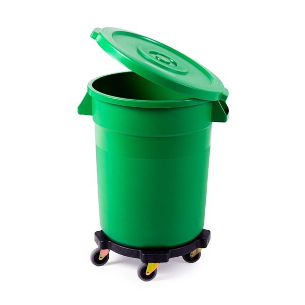 20 Gallon Green Round Commercial Trash Can With Lid And