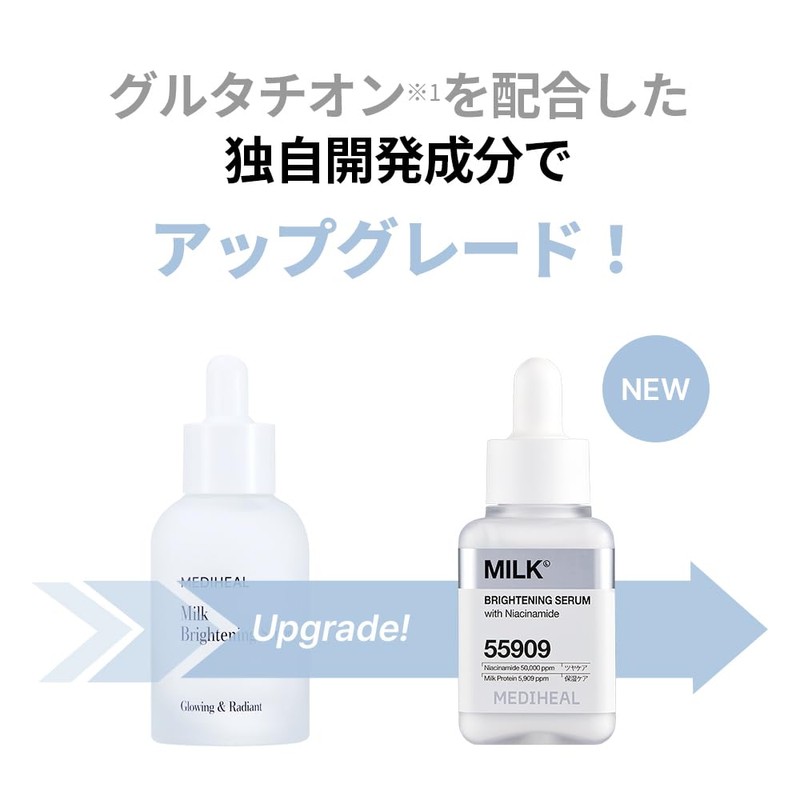 MEDIHEAL: Milk Brightening Serum, 1.5 fl oz (40 ml), Milk