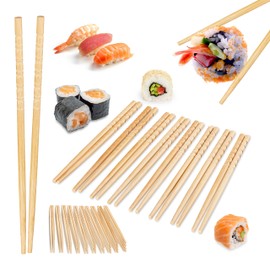 Relaxdays 50 Pairs Bamboo Chopsticks Length 24cm Reusable Sushi Sticks Chinese Chopsticks Natural