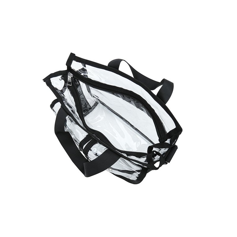Clear pvc cosmetic bags with removable and adjustable shoulder strap,