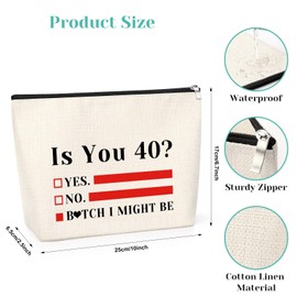 Turning 40 Birthday Gift for Women Funny 40th Birthday Gift for Her Makeup Bag Forty Year Old Birthday Gift Sweet 1984 Birthday Gift for Grandmother Cosmetic Bag Happy 40 Year Old Birthday Gift
