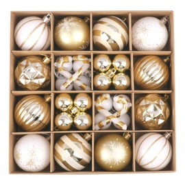 NoelNest Christmas Ball Ornaments Set, 40ct White and Gold Shatterproof Christmas Tree Decorations Ball Ornaments, Elegant Hanging Ornaments for Xmas Trees Holiday Party Decor