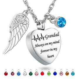 Heartbeat Urn Necklace for Ashes In Loving Memory of Granddad Memorial Urn Chain Keepsake Pendant for Loss Ashes Holder Cremation Jewellery Sympathy Gift