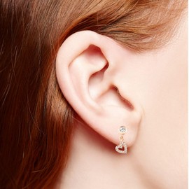 Eco-Stay Rose Gold Plated Silver Heart Earrings with Small Zirconia Stones Jewellery Birthday Gift for Women Girlfriend Mom Valentine's Day Christmas Wedding, Normale, Silver Plated Rose Gold