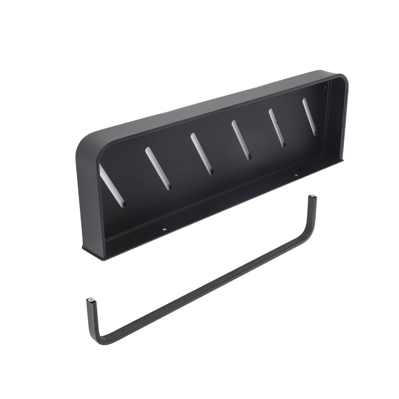 40cm Bathroom Storage Shelf Black Aluminum Wall Mounted Floating Shelves