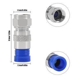 AEDIKO 20pcs RG6 Compression Connectors RG6 F Type Connector Coax Coaxial Compression Fitting (Blue)