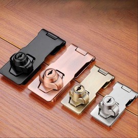 Key Hook Latch for Sliding & Hinged Doors, Double Lock Mechanism Corner Brass 180-Small 3ea