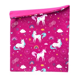 Wollhuhn 20240201 Children's Long Loop Maxi Neck Warmer / Slip-On Scarf Extra Long Boys / Girls Many Designs, unicorns berry