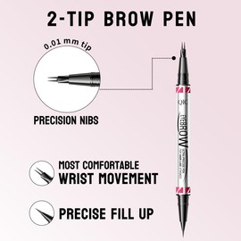 Eyebrow Pen, Brow Pencil 2-in-1 Dual-Ended Microblading Eyebrow Pencil with Micro-Fork-Tip Precise Brush-Tip Eyebrow Pencils for Women (Brown)