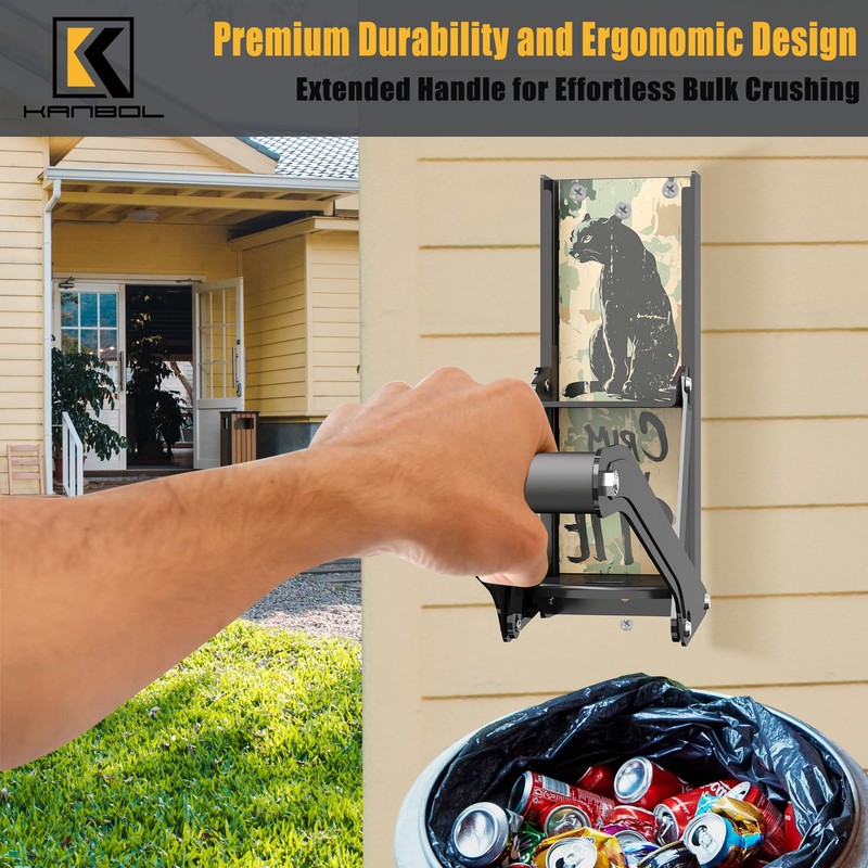 KANBOL Metal Can Crusher Wall Mounted Soda Can Smasher Crusher