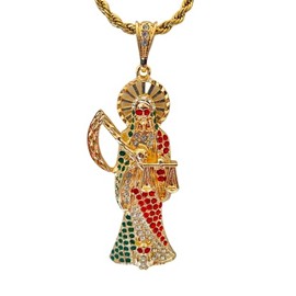 Santa Muerte Pendant with Necklace (24K Gold Filled)
