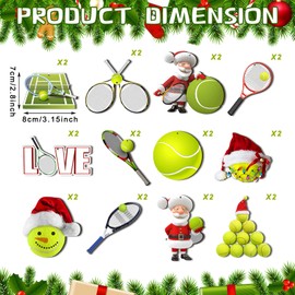 24 Pcs Christmas Sport Ball Ornaments Christmas Wooden Sports Ball Ornaments Set Soccer Ball Basketball Baseball Football Volleyball Tennis Ball Ornaments for Home Party Xmas Tree Decor (Tennis)