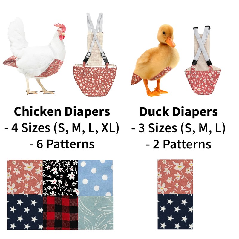Chicken Diapers for Hens, Roosters - Disposable Lining, Reusable, Adjustable,