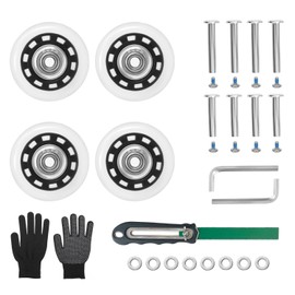 50mm x 18mm Luggage Replacement Wheels Set 4Pcs Rubber Suitcase Transparent Wheels with Saw&30mm/35mm Axles Repair Kit for Luggage Bags Trolley Case